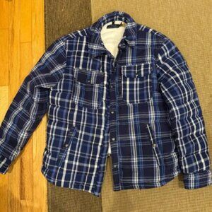 Ralph Lauren Blue and White Shirt Jacket with Sherpa